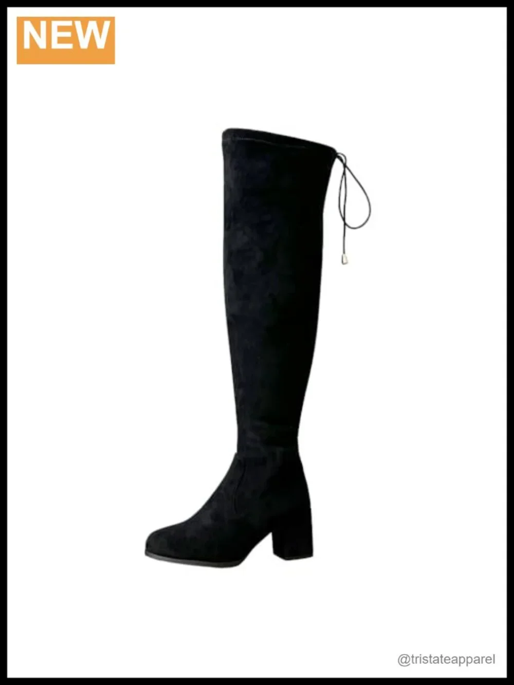 Wide Calf Over Knee Suede Tall Boots Chunky Block Heel Side Zipper